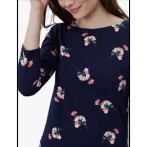 Joules Long Sleeve Floral Thicker Material Blouse Size Small Navy Cottage